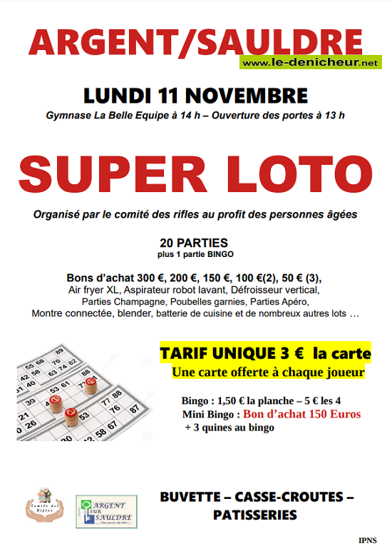 k11 - LUN 11 novembre - ARGENT /Sauldre - Loto du comité des rifles _ 000_0214