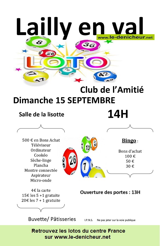 i15 - DIM 15 septembre - LAILLY EN VAL - Loto du club de l'Amitié .° 000_4518