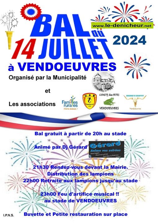 g14 - DIM 14 juillet - VENDOEUVRES - Retraite aux flambeaux / Bal / Feu d'artifice . 07-14_34