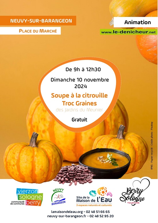 k10 - DIM 10 novembre - NEUVY /Barangeon - Soupe à la citrouille et Troc Graines Affic128