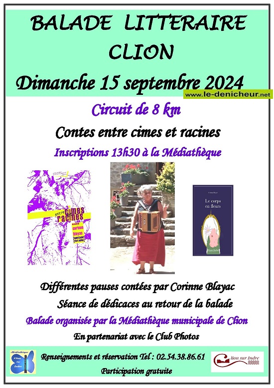 i15 - DIM 15 septembre - CLION /Indre - Balade litteraire _ Affich85