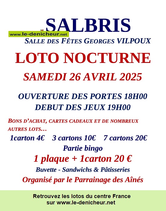 z04 - SAM 26 avril - SALBRIS - Loto du Parrainage des Aïnés Affich86