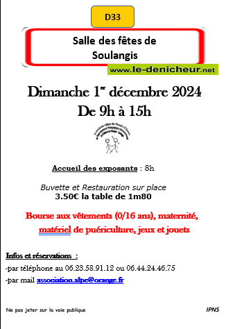 l01 - DIM 01 décembre - SOULANGIS - Bourse aux vêtements et aux jouets _ Captur13