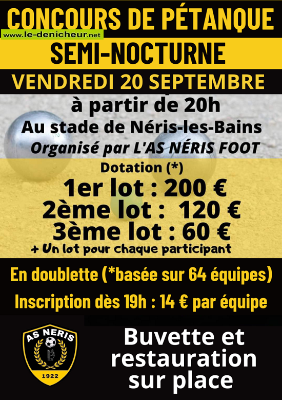 i20 - VEN 20 septembre - NERIS LES BAINS - Concours de pétanque  Vendre11