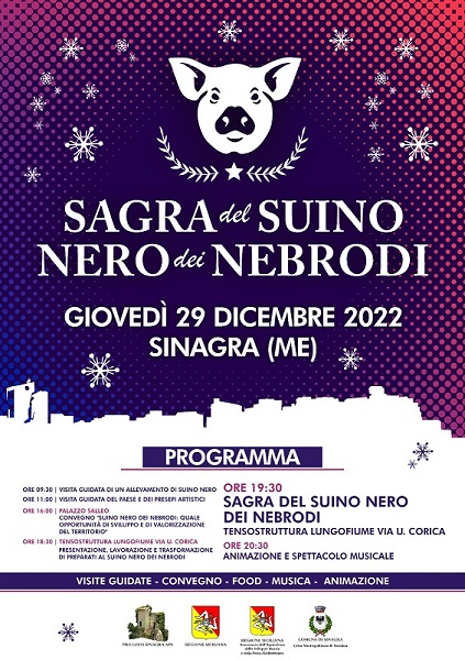 I edizione Sagra del suino nero dei Nebrodi a Sinagra, il 29 Dicembre 2022. Manife14
