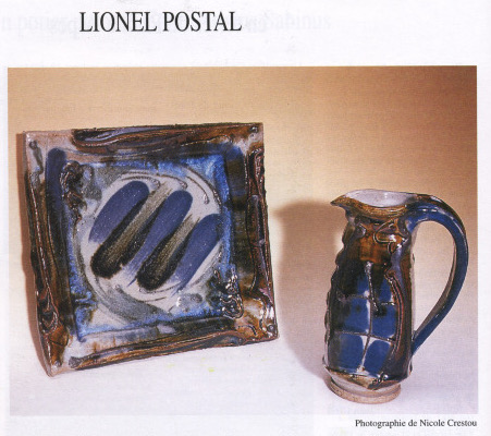 Bouteille gres à coulures émail base triangulaire de Lionel POSTAL Postal10