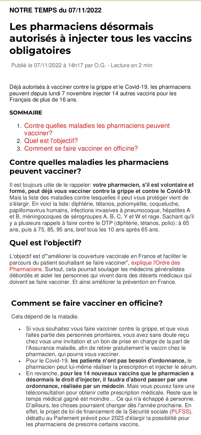 Vaccins autorisés par les pharmaciens Vaccin11