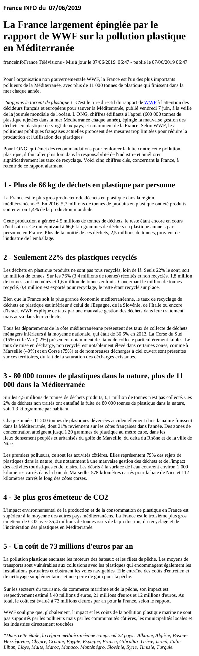 La France épinglée par un rapport de WWF Wwf10