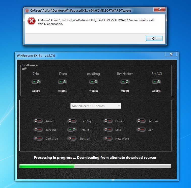 Cannot download the needed winreducer files 110