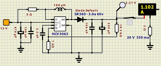 Voltage converter from 12 to 24v -350mA 2023-072