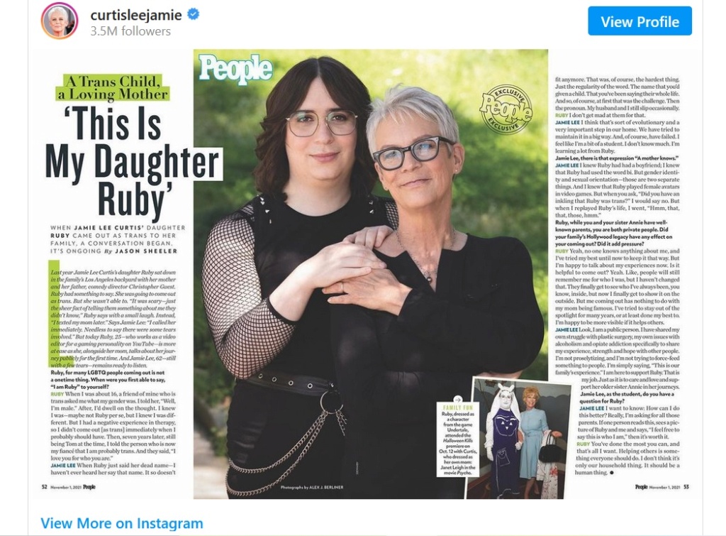 Jamie Lee Curtis proud of her Trans MtF daughter, Ruby Untitl11