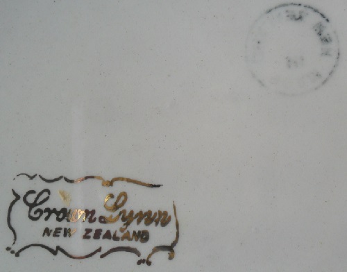 Old Crown Lynn plate with two stamps !! Cl_old11