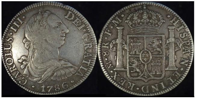 8 Reales de Carlos III de 1786 México. Anv13