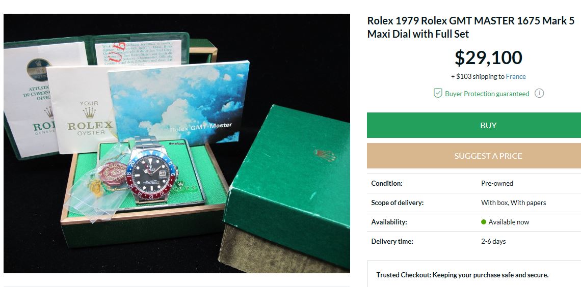 Montre vendue à regret pour projet autre - Rare Rolex GMT 1675 Maxi Dial - Boîte - Papier Expert Rolex reconnu- Possible échange étudie proposition équitable seulement sur Rolex Daytona acier ou Patek Philippe Ebay10