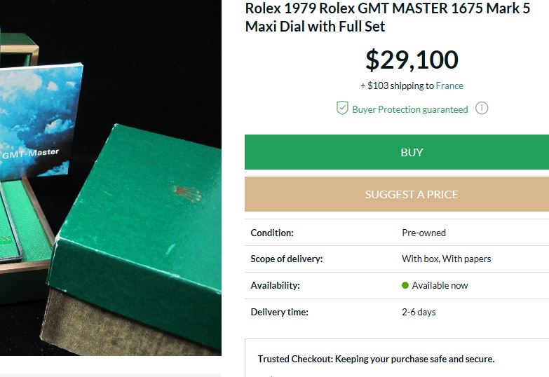 Rare Rolex GMT 1675 Maxi Dial - Boîte - Papier Expert Rolex reconnu- Possible échange étudie proposition équitable seulement sur Rolex Daytona acier ou Patek Philippe Ebay_310