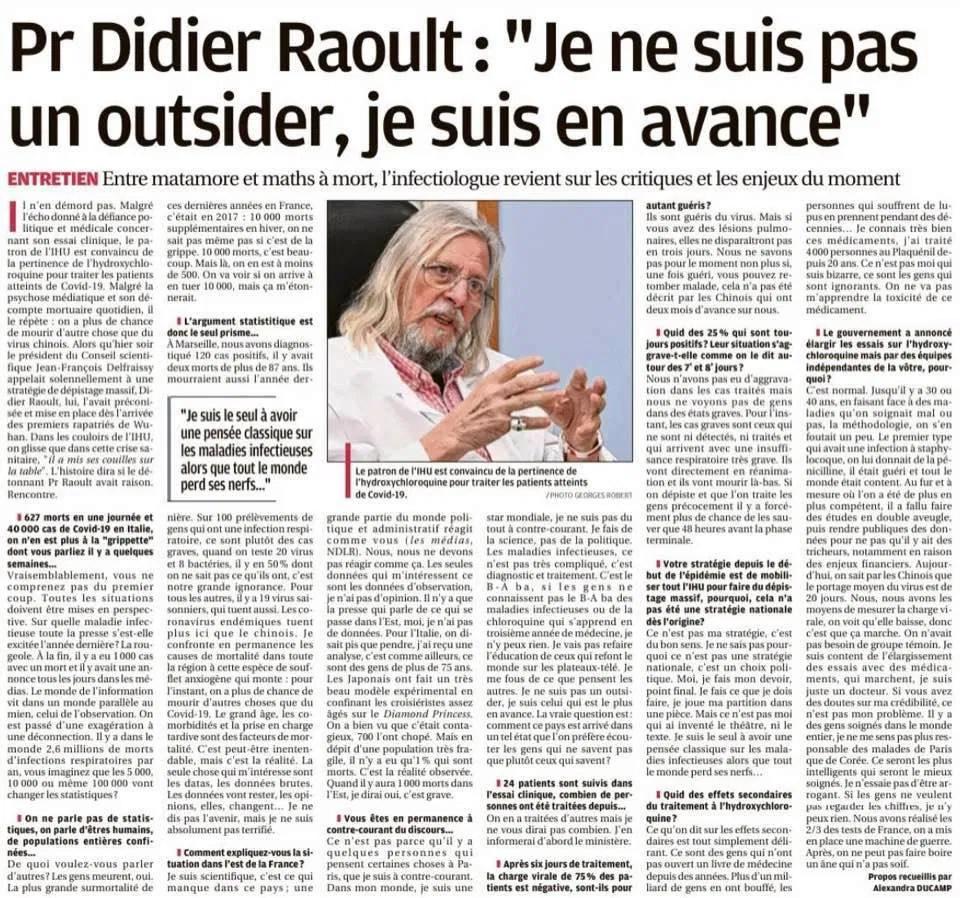 Coronavirus: Pr. Didier Raoult, Directeur de l'Institut Méditerranée Infection et spécialiste des maladies infectieuses - Page 2 Raoult10