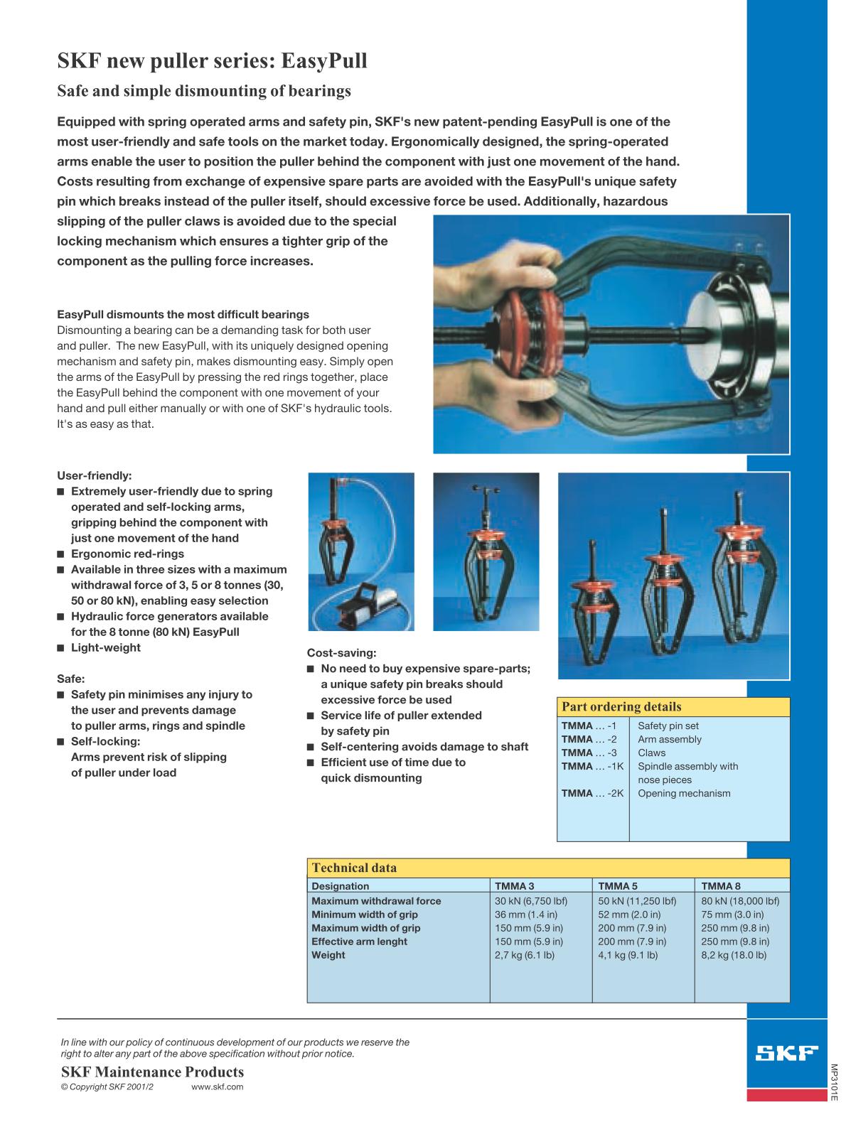 SKF TMMA extracteur Series EasyPull Uw268