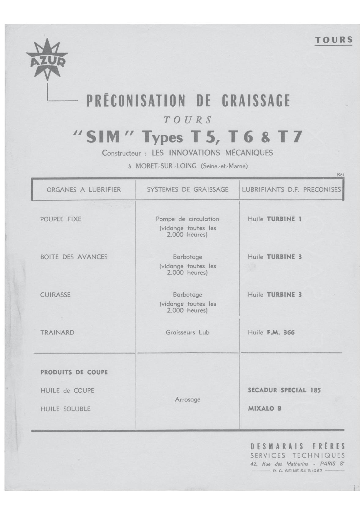SIM (Société les Innovations Mécaniques) T4, T5, T6, T8 (+ T 9) Uw351010