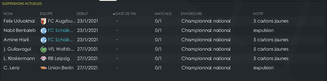 19ème Matchs avances avant Mardi 12h 1354