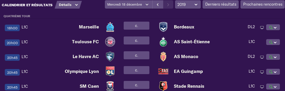 4ème tour Coupe le Ligue avant Mardi 12 h 163