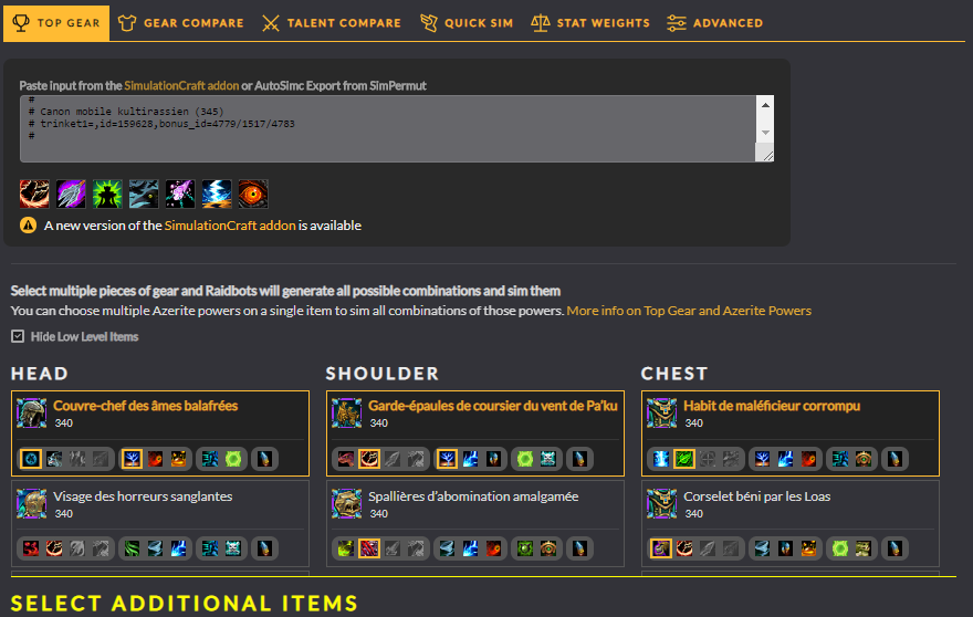 S'optimiser avec SimCraft & RaidBot Captur10