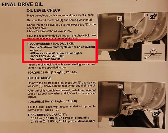 Aceite transmisión - Honda Forza 125 Manual10