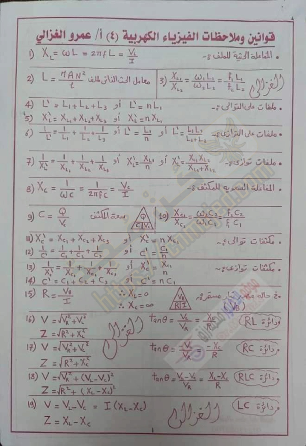 ملخص قوانين الفيزياء للصف الثالث الثانوي 2024 pdf Aay_ya16