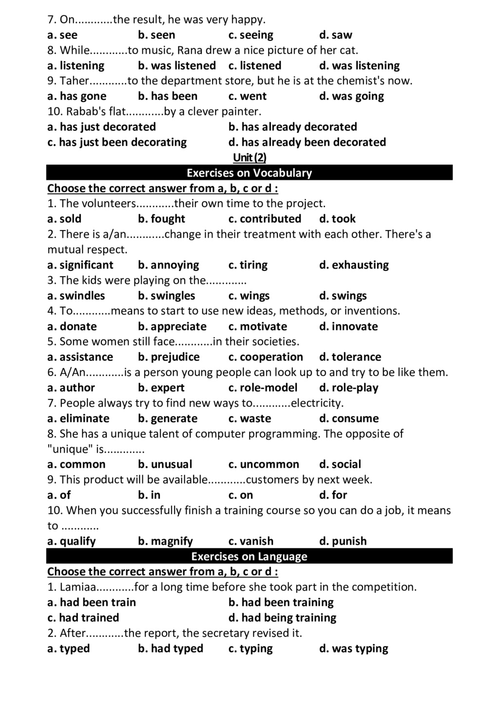 اللغة الانجليزية - بنك اسئلة بالاجابات في اللغة الانجليزية للصف الثالث الثانوي 2024 D8b96a16