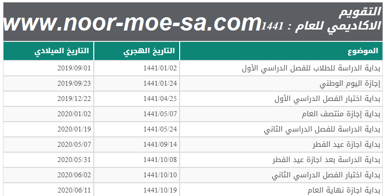 التقويم الدراسي فى السعودية 1444 مواعيد اجازة الفصل الدراسي الاول Noor_b10