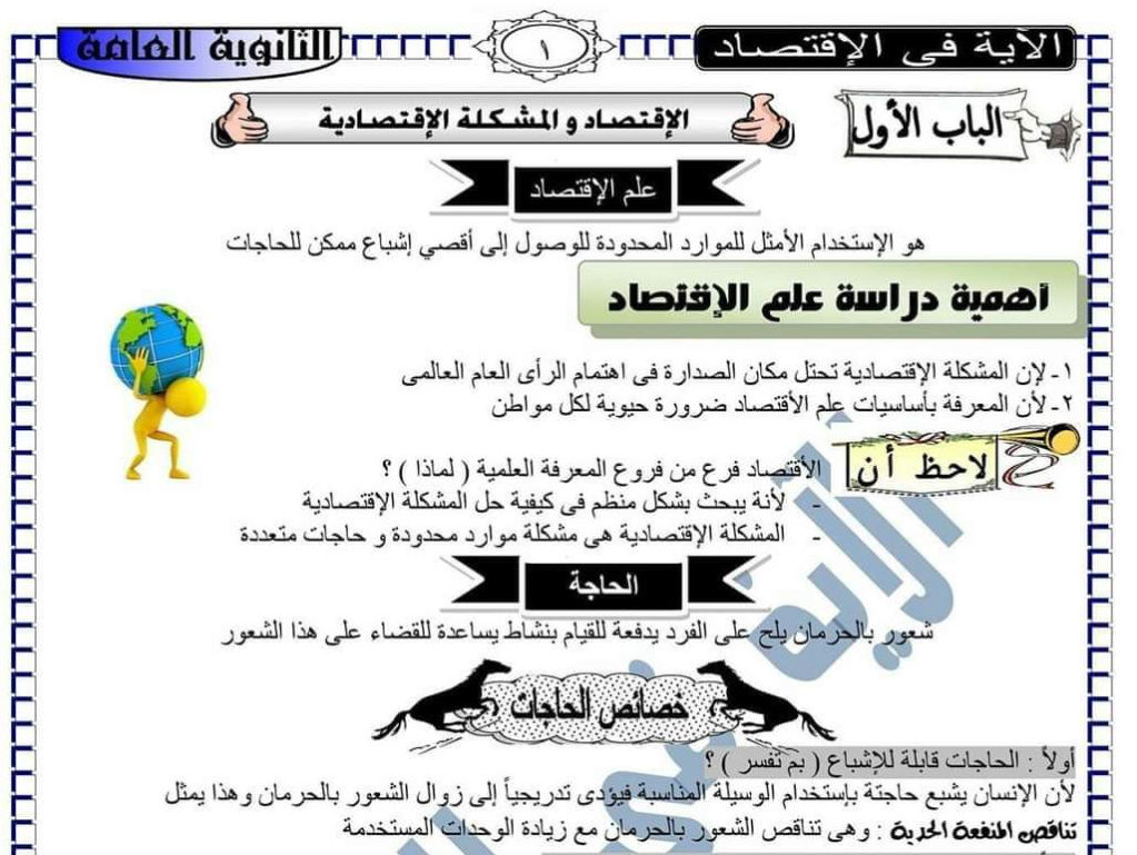 مذكرة مراجعة الاقتصاد للصف الثالث الثانوي 2023 ملخص ليلة الامتحان Untitl21