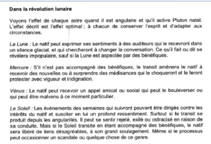 Révolutions Lunaires selon FAGAN 111