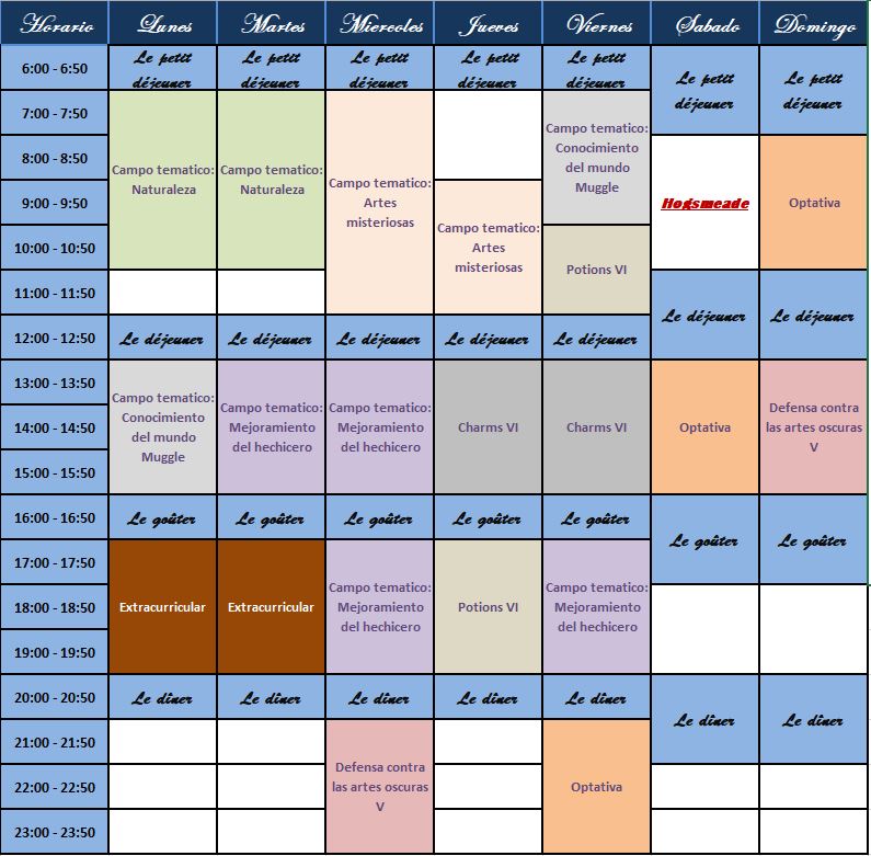 Asignaturas y Horarios Oficiales. H-610