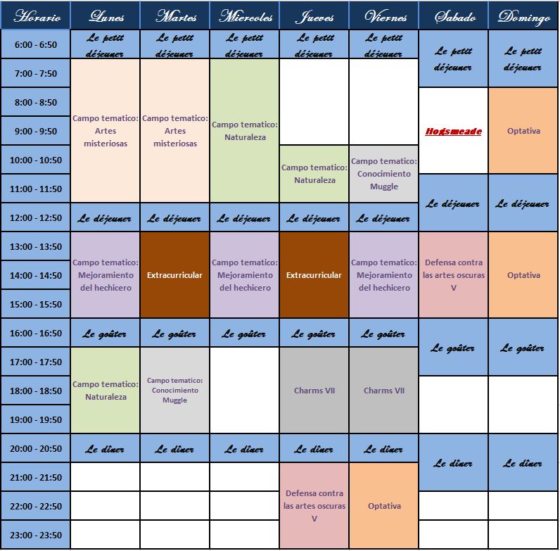 Asignaturas y Horarios Oficiales. H-710