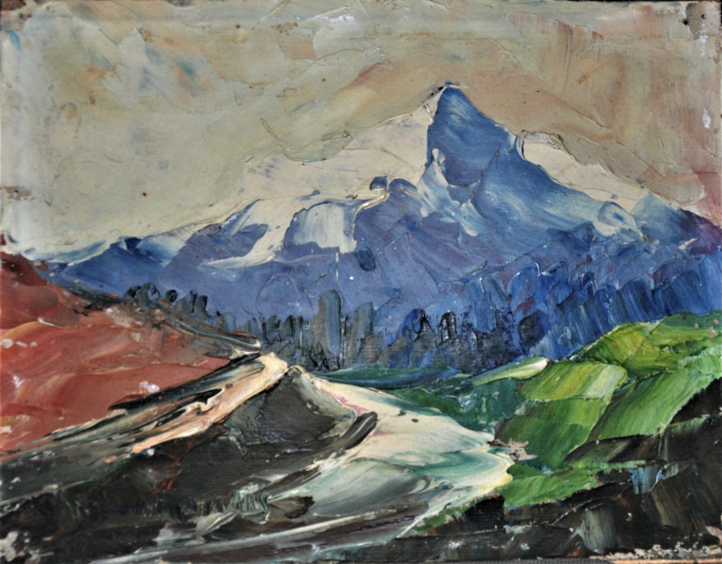 Montagne "mont blanc" peinture toile sur carton. Dsc_0179