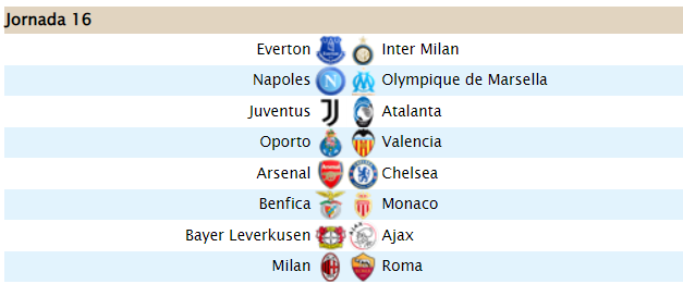 Resultados Jornada 16 Jornad19