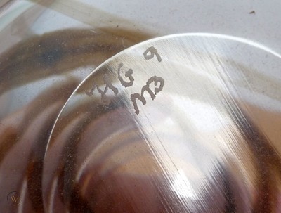 Vase en verre incolore avec trainées marrons signé MB HG7. Michael Bang pour Holmegaard modèle Tundra 1977 Vintag10