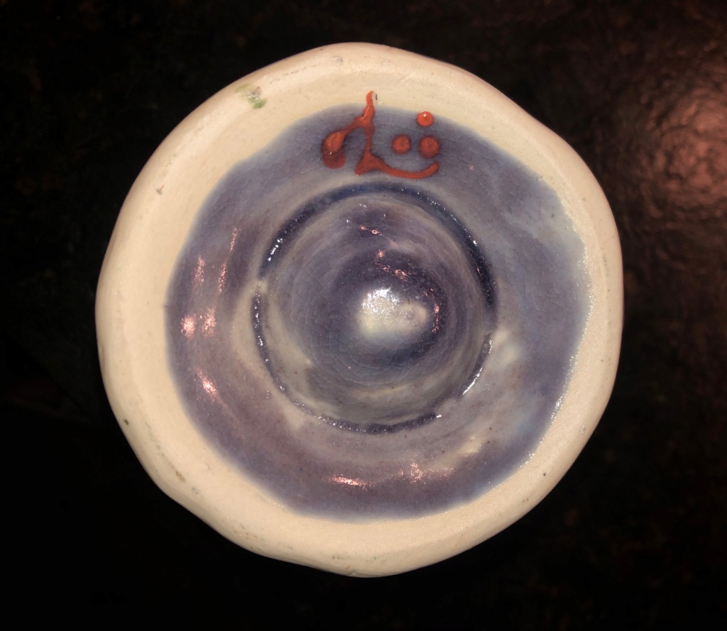 Far Eastern?  Lavender Vase & Orange Berries Unknown Signature, found in US Img_3037