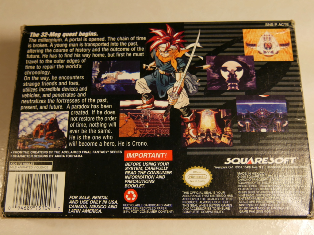 [EST] Chrono Trigger SNES (US) très bon état mais sans notice P1050816