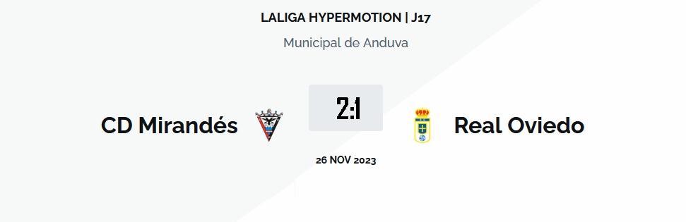 LIGA HYPERMOTION TEMPORADA 2023/2024 JORNADA 17 CD MIRANDÉS-REAL OVIEDO (POST OFICIAL) 03425