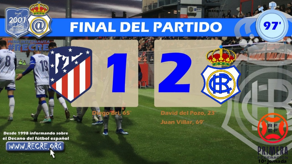 PRIMERA FEDERACION TEMPORADA 2023/2024  JORNADA 11 CLUB ATLETICO MADRID B-RECREATIVO (`POST OFICIAL) 05291