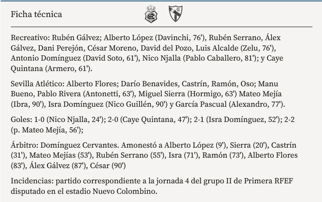 PRIMERA FEDERACION 2024/2025 JORNADA 4 RECREATIVO-SEVILLA ATLETICO (POST OFICIAL) - Página 2 112102