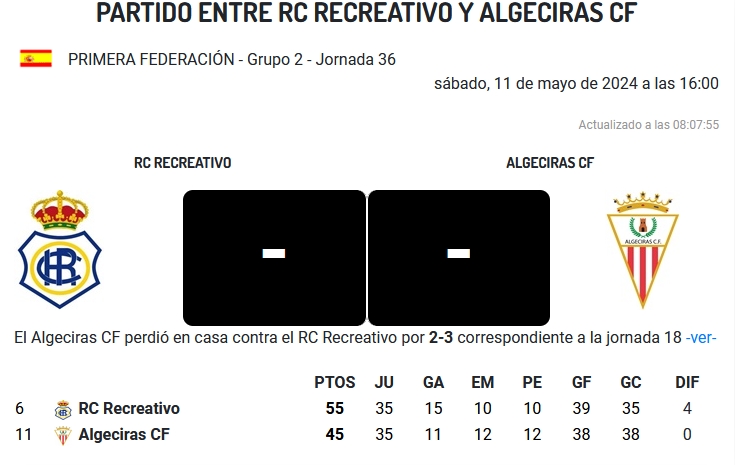 PRIMERA FEDERACION TEMPORADA 2023/2024 JORNADA 36 RECREATIVO-ALGECIRAS CF (POST OFICIAL) 11529