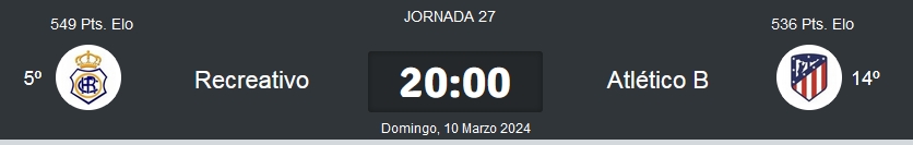 PRIMERA FEDERACION TEMPORADA 2023/2024 JORNADA 27 RECREATIVO-CLUB ATLETICO MADRID B (POST OFICIAL) 14225