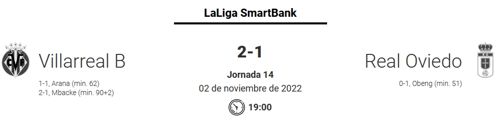 JORNADA 14 LIGA SMARTBANK 2022/2023 VILLARREAL CF B-REAL OVIEDO (POST OFICIAL) 1633