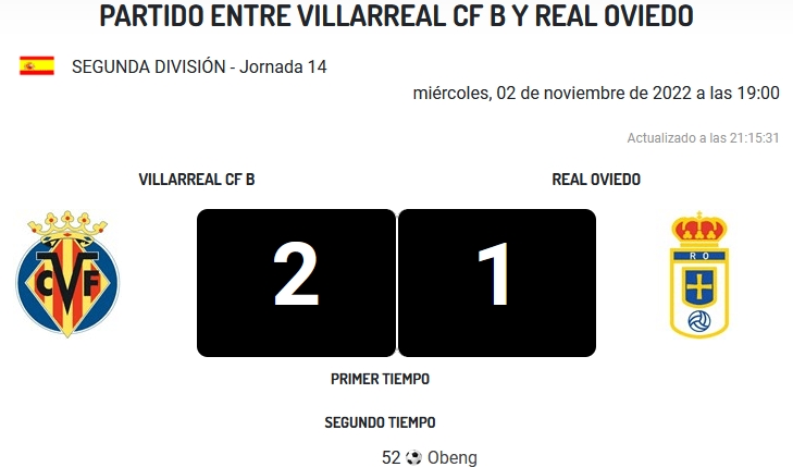 JORNADA 14 LIGA SMARTBANK 2022/2023 VILLARREAL CF B-REAL OVIEDO (POST OFICIAL) 1851