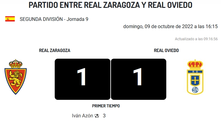 JORNADA 9 LIGA SMARTBANK 2022/2023 REAL ZARAGOZA-REAL OVIEDO (POST OFICIAL) 2321