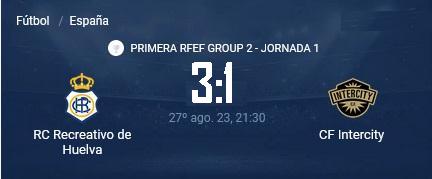 PRIMERA FEDERACION TEMPORADA 2023/2024  JORNADA 1 RECREATIVO-CF INTERCITY (POST OFICIAL) 3098