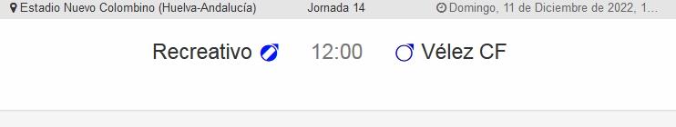 2ª RFEF GRUPO IV TEMPORADA 2022/2023 JORNADA  14 RECREATIVO-VELEZ CF (POST OFICIAL) 3434