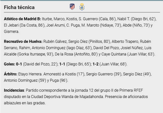 PRIMERA FEDERACION TEMPORADA 2023/2024  JORNADA 11 CLUB ATLETICO MADRID B-RECREATIVO (`POST OFICIAL) - Página 2 4031