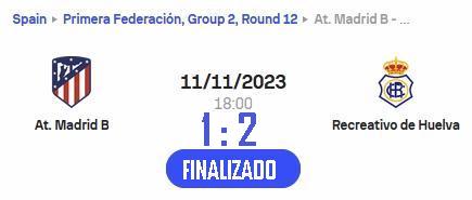 PRIMERA FEDERACION TEMPORADA 2023/2024  JORNADA 11 CLUB ATLETICO MADRID B-RECREATIVO (`POST OFICIAL) 4197